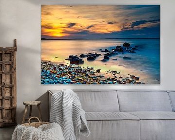 coucher de soleil sur la plage de Niendorf