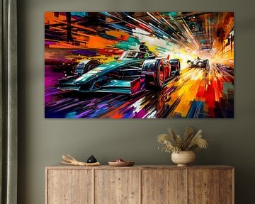 Electrifying chase through a sea of colour by Klaus Tesching - Art-AI