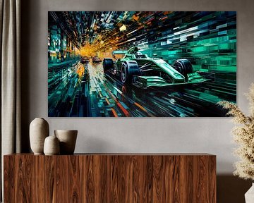 Green power in the tunnel of lights by Klaus Tesching - Art-AI