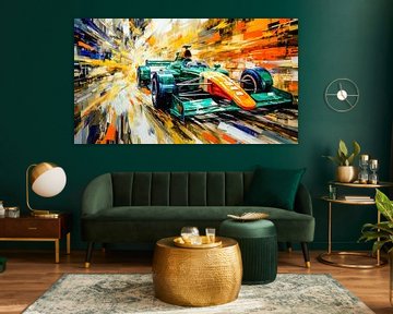 Green precision in a light storm by Klaus Tesching - Art-AI