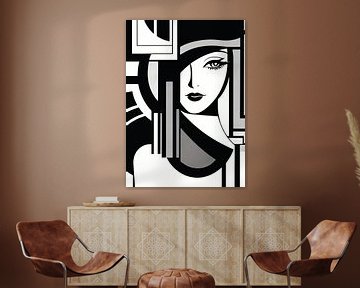 Geometrische genade - Art Deco portret van darrent Mark