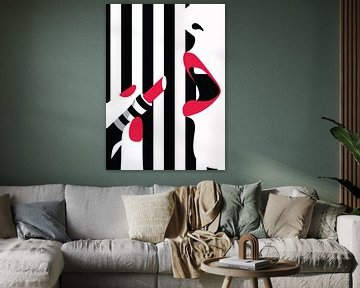 Lippenstift en strepen - Vette Pop Art Poster van darrent Mark