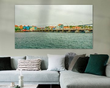 Pontjesbrug Willemstad, Punda, Curacao van Willem Koenes