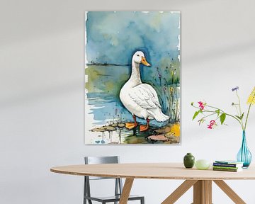 Gans aquarel van MIROKKU
