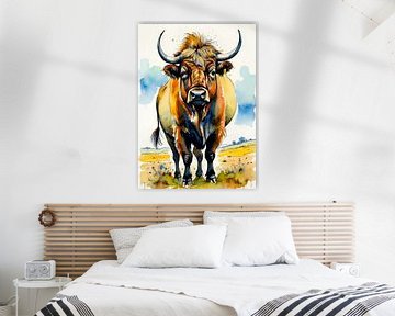 Euraziatische bizon aquarel van MIROKKU