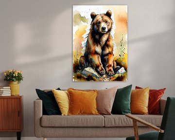 Bruine Beer aquarel van MIROKKU