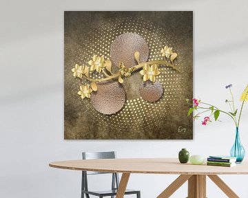 "Golden Blossom on Texture"