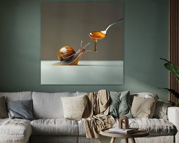 Sweet As Honey | Attraction. Surreal interaction between a dainty snail and a spoonful of honey. by Sander van der Torren