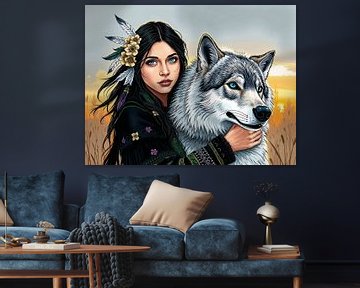 Meisje met wolf #4 van Liona Toussaint