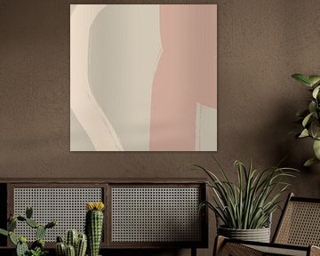 Abstracte kunst. Lijnen in roze, wit, grijs. van Dina Dankers