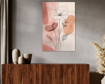 Abstrakte Linienkunst mit Blume