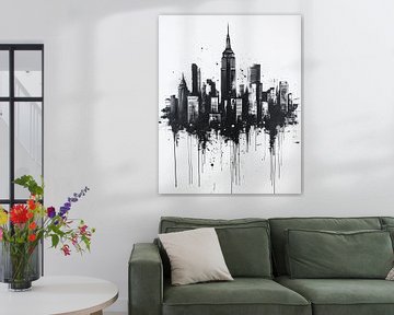 Minimalist New York Skyline in ink by Thea
