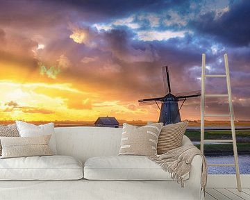 Panoramic photo Dutch landscape.
