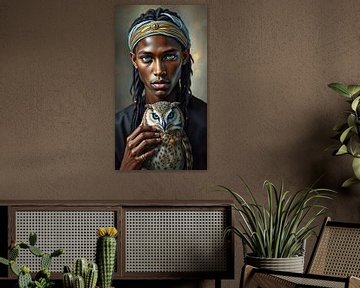 Man met uil #1 van Liona Toussaint