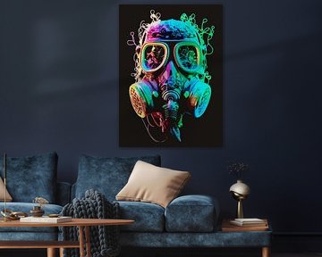 Masque à gaz néon : L'art du chaos vibrant sur Ramy Salah Hefny