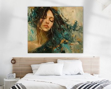 Vrouwen Schilderij | Serene Depth van Kunst Kriebels