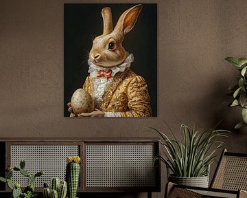 Eieren en Elegantie: Een Konijn met Klasse