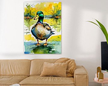 Wilde eend aquarel van MIROKKU