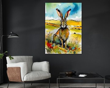 Europese Haas Aquarel van MIROKKU