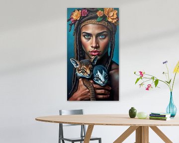 Vrouw met kitten - schoonheid en diversiteit van Liona Toussaint