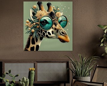 Giraffe sees the sea van CanvasbyCaro