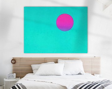 Roze Turquoise | Roze Cirkel op Turquoise Achtergrond van Modern Collection