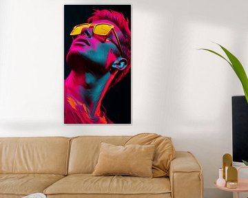 Portret van een man met beschilderd gezicht en zonnebril in pop-art design verticaal van Animaflora PicsStock