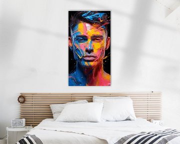 Portrait of a man with painted face bodypainting pop art design vertical by Animaflora PicsStock