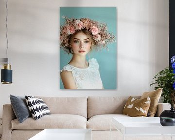 femme avec des fleurs métropolitaines