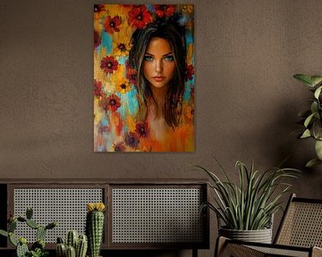 femme avec des fleurs métropolitaines