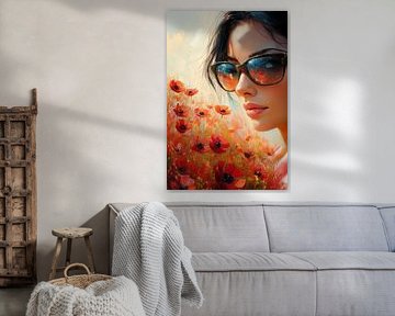 Frau mit Blumen Großstädterin