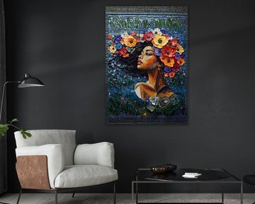 Frau mit Blumen Großstädterin
