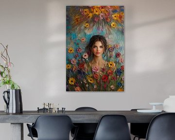 Frau mit Blumen Großstädterin