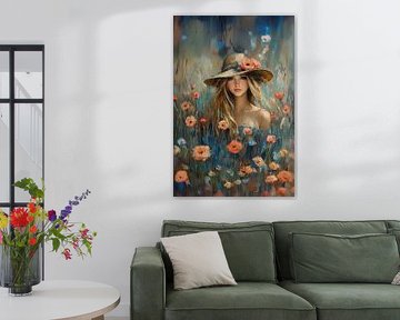 Frau mit Blumen Großstädterin
