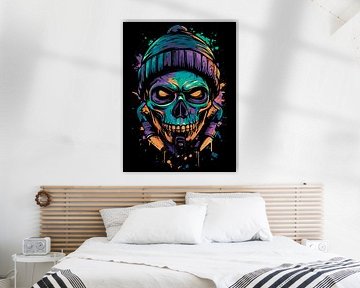 Neon Skull: Graffiti Glow by Ramy Salah Hefny