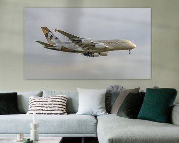 Landing Etihad Airways Airbus A380. by Jaap van den Berg