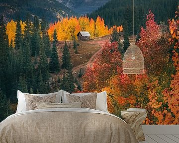 Herfst Boshut Muur Kunst - Berg Landschap Fotografie Print - San Juan Bergen van Colorado Foto