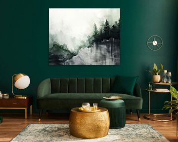 Aquarel Berglandschap Print – Natuurlijke Kunst van Vlindertuin-Art