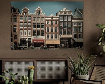 Winkelpandjes aan het Amsterdamse Damrak in retro look.