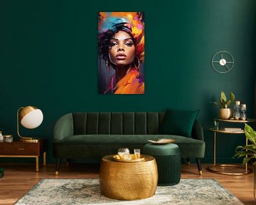 Portret van een Afrikaanse vrouw met make-up pop art ontwerp verticaal van Animaflora PicsStock