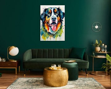 Berner Sennenhond Aquarel van MIROKKU