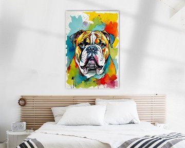 Engelse Bulldog Aquarel van MIROKKU