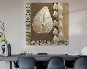 Leaves on Wood Square by Artmotifs Eve