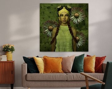 Vintage Beauty Badmuts  3 Madeliefjes van Yvonne Zeldenthuis