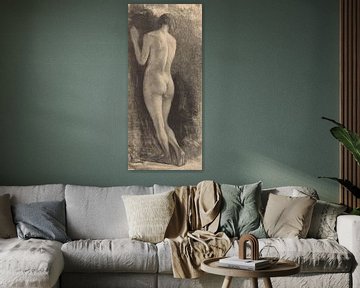 Simon Moulijn, Staande naakte vrouw met halflang haar op de rug gezien, ca 1929