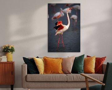 Dansende flamingo in de Camargue van Beeldpracht by Maaike
