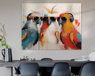 3 genietende vogeltjes van Marjolein Deelen