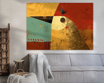 Abstract Vogel | Blue Perch van ARTEO Schilderijen
