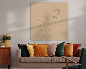 Aantrekkelijke vrouw digitale tekening schilderij verleidelijke sensuele aanlokkelijke erotische sexy liggende luierende begeerlijke mooie naakte dame lekker wijf van VenVision Art