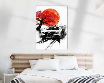 Bugatti Veyron Sumi-E Schilderij van MIROKKU